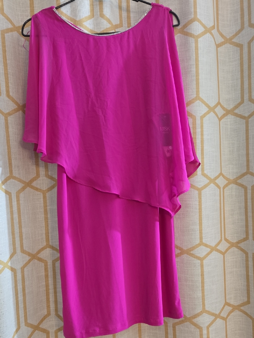 MSK Rhinestone Trim Cape Overlay Dress - Picture 4 of 5